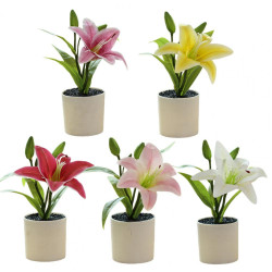 1Pc Plastic Tworsen Fake Flower Pot Simulated Easy Care Realistic Lily Bonsai Artificial Plant Décor